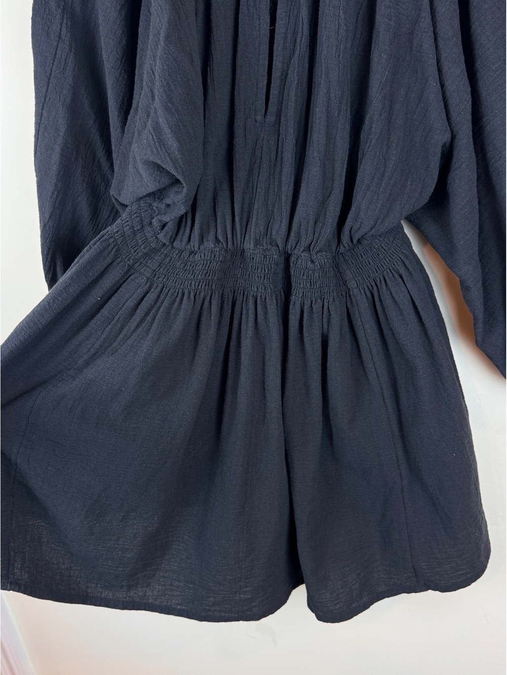 Free People For The Moment Mini Dress Black Cotton Boho Balloon Sleeve Size S - Picture 6 of 13
